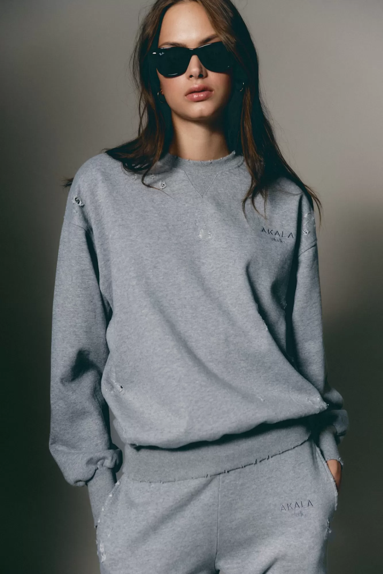 The Akala Studio Distressed Grey Sweater Best Sale