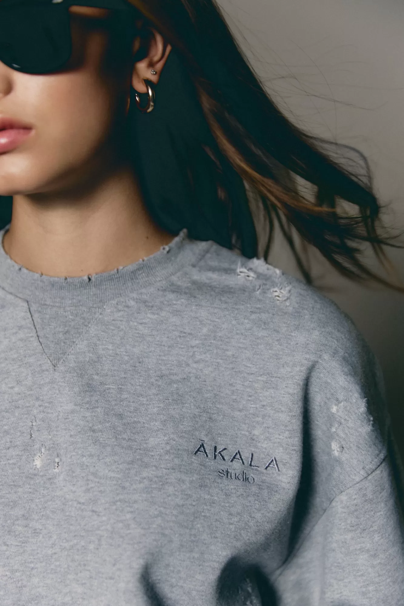 The Akala Studio Distressed Grey Sweater Best Sale